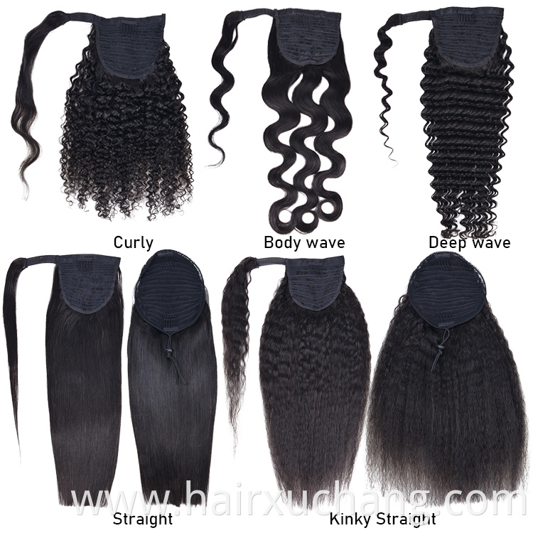 Top Quality Brazilian Ponytail Extensions Human Hair Ponytail Curly Drawstring Ponytails For Black Women